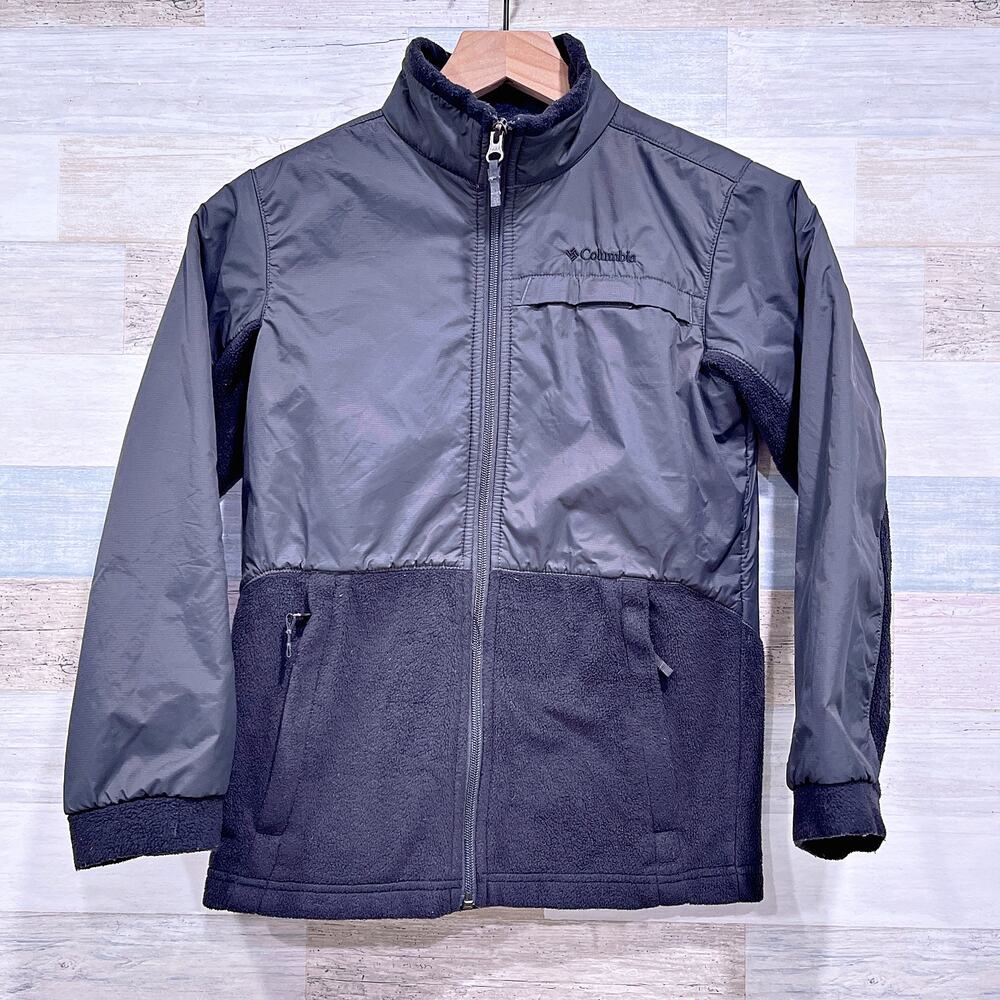 Columbia Steens Mt II Overlay Fleece Jacket Black Full Zip Boys Medium 10 12